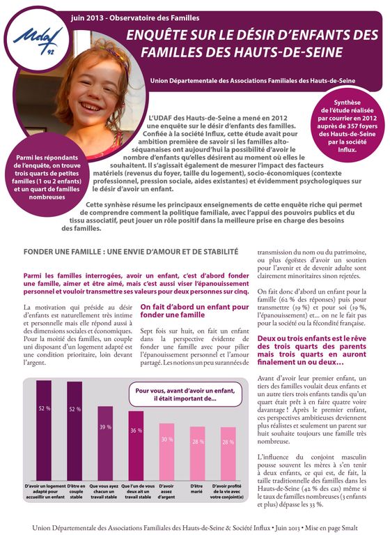 Couverture enquête sur le désir d'enfants des familles
